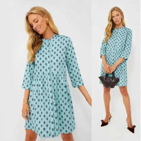 Tuckernuck Dresses & Skirts - Tuckernuck Slate Blue Half Drop Royal Shirt Dress Size Large